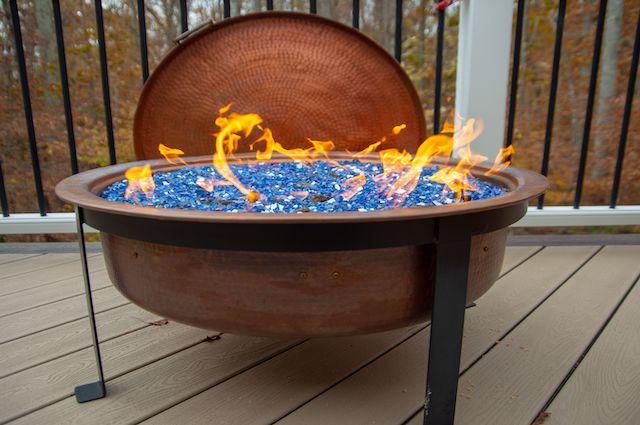 Copper Fire Pit on deck